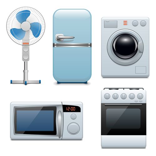 Realistic household appliances vector illustration 04