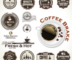 Retro badges label coffee vector set