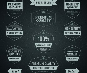Retro dark sale labels vector material 02