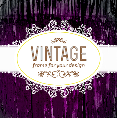 Retro lace with wooden background vector 01