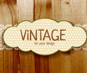 Retro lace with wooden background vector 03