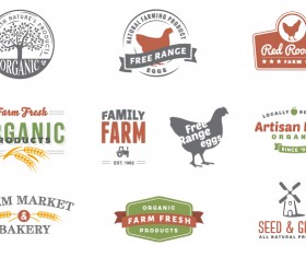 Retro style farm logos design vector