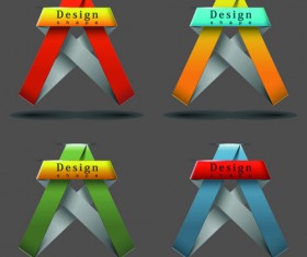 Ribbon shape logos design elements vector 01