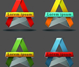 Ribbon shape logos design elements vector 02