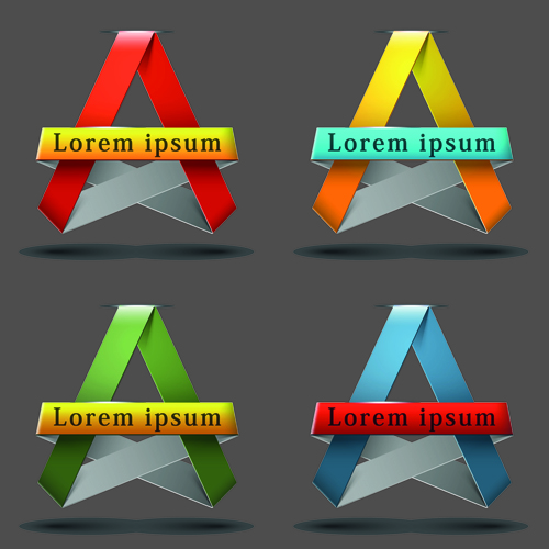 Ribbon shape logos design elements vector 02