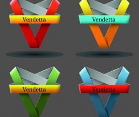 Ribbon shape logos design elements vector 03