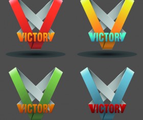 Ribbon shape logos design elements vector 04