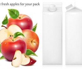 Ripe fresh apples with packing vector