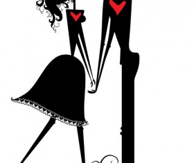 Romantic Love elements with silhouette vector 04