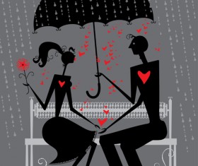 Romantic Love elements with silhouette vector 05