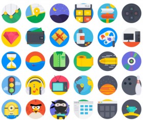 Round cute app icons psd set