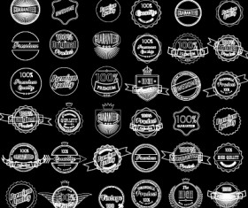 Round labels black style vector