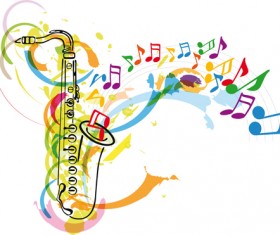 Sax with grunge background vector 01