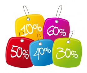 Shiny colored promotions tags vector