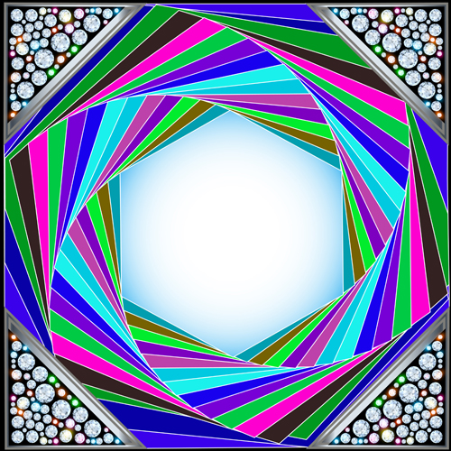 Shiny diamonds frame vector background art 04