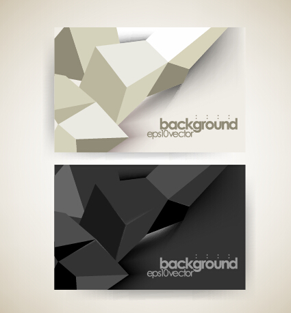 Shiny geometric shapes business cards vector 02