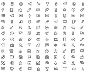 Simple outline mini web icons set