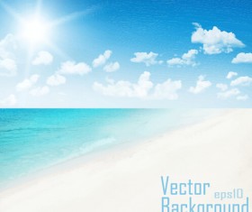 Sky clouds with sea and beach vector background