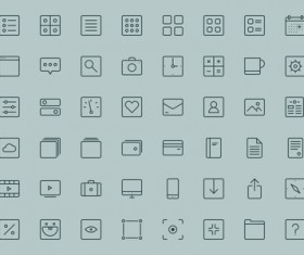 Square outline icons set