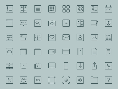 Square outline icons set