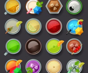 Summer ice drink icons set