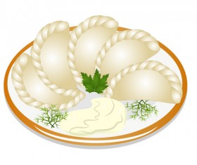Tasty dumplings design elements vector 02