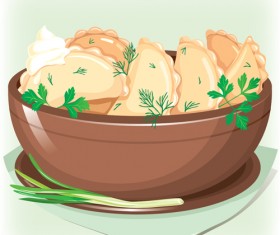 Tasty dumplings design elements vector 04