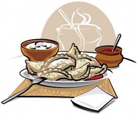Tasty dumplings design elements vector 05