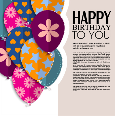 Template birthday greeting card vector material 03