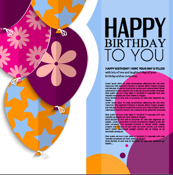 Template birthday greeting card vector material 04