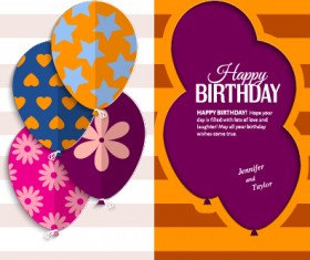 Template birthday greeting card vector material 05