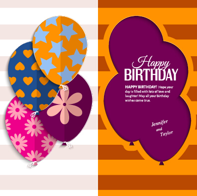 Template birthday greeting card vector material 05 free ...