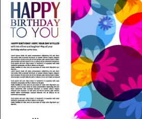 Template birthday greeting card vector material 06