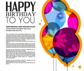 Template birthday greeting card vector material 07