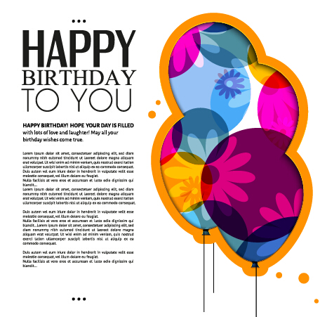 Template birthday greeting card vector material 07
