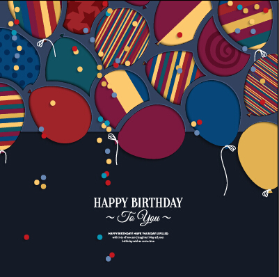 Template birthday greeting card vector material 08