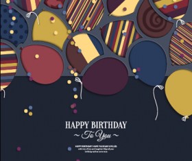Template birthday greeting card vector material 09
