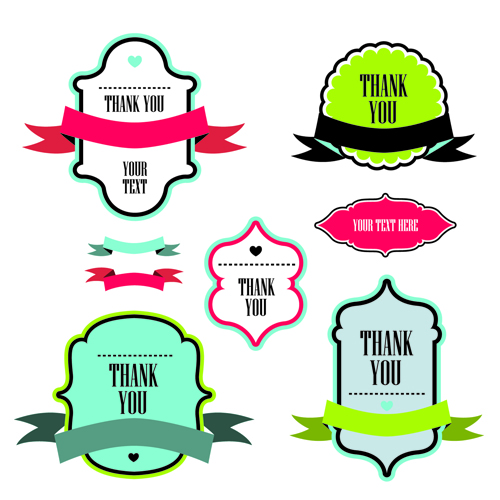 Text frame labels with ribbon vector 01