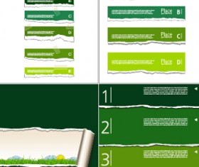 Torn paper eco style banners vector 01