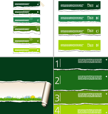 Torn paper eco style banners vector 01