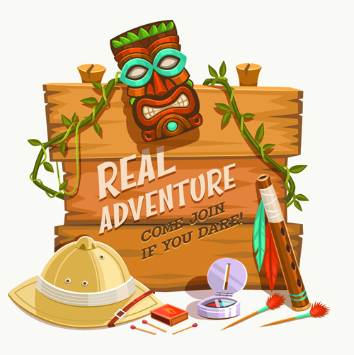 Traveling with adventures vintage vector background 02