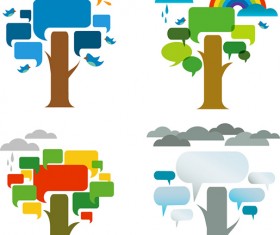 Trees with speech bubbles design vector