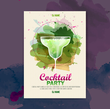 Vector cocktail party poster design graphics set 01