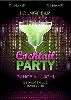 Vector cocktail party poster design graphics set 02