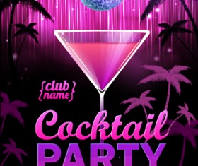 Vector cocktail party poster design graphics set 03