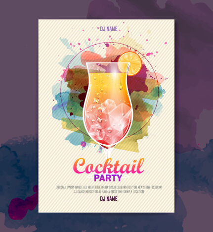 Vector cocktail party poster design graphics set 04