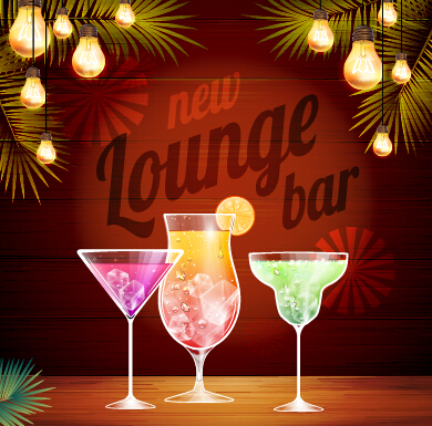Vector cocktail party poster design graphics set 05