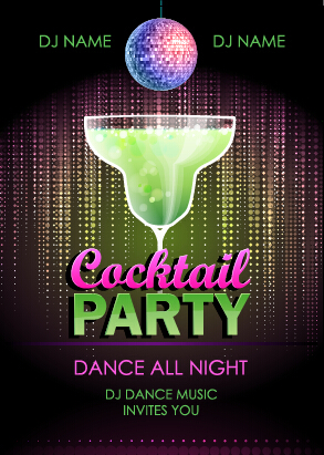 Vector cocktail party poster design graphics set 06