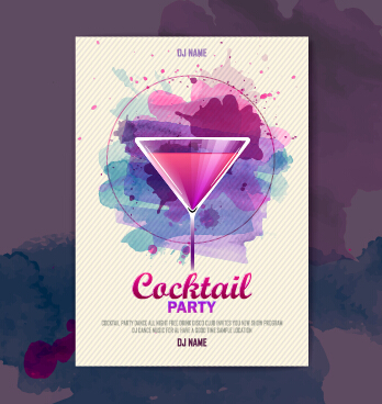 Vector cocktail party poster design graphics set 07