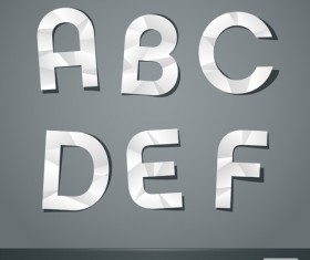 Vector scissors cut paper alphabet set 01